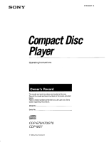 Sony CDP-270 - Owners Manual 
